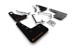 Ford Focus RS Mud Flaps - Front + Rear - Rally Armor - UR Series - Black/Orange Logo - `09-`11